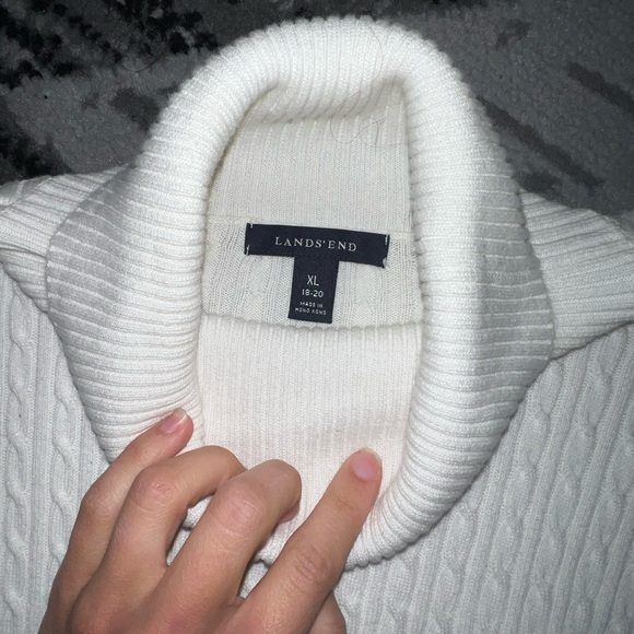Lands' End Women's Classic White Turtleneck Sweater - Picture 4 of 4